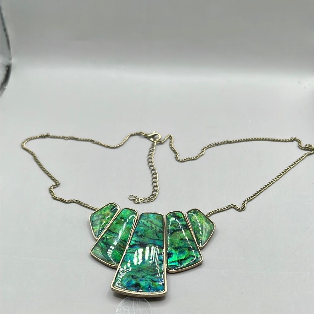 Green and Gold Origami-Inspired Necklace